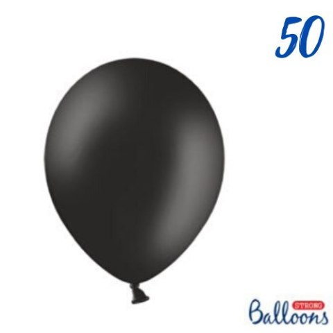 Balony lateksowe Strong, Czarne, Pastel Black, 30cm, 50 szt.