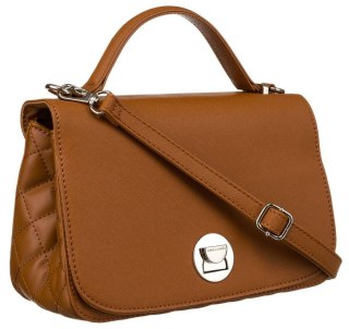 Karmelowa torebka damska crossbody ze srebrnymi okuciami - David Jones