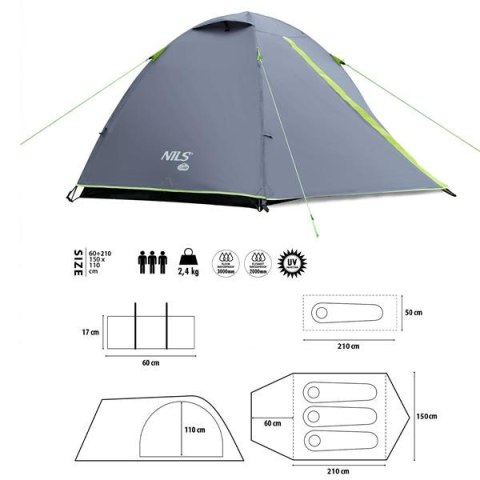 NC6004 NAMIOT KEMPINGOWY SZARY EXPLORER NILS CAMP