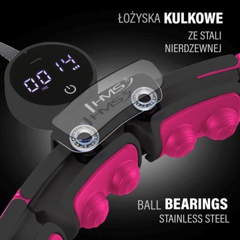 HHM16 HULA HOP BLACK/PINK Z MAGNESAMI I OBCIĄŻNIKIEM + LICZNIK HMS